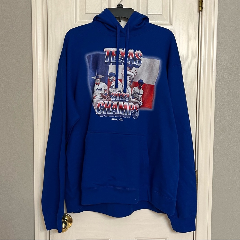 Mens XL Texas Ranger 2023 Champion Hoodie; Royal Blue NWOT 💙⚾️❤️